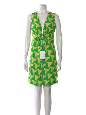 Bottega Veneta Green & Yellow Sleeveless Zip-Front Mini Dress
